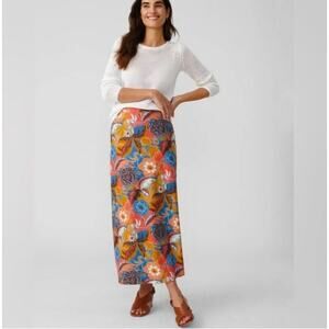 J.McLaughlin NWT Zahara Floral Zahara Bias Cut Midi Skirt Size 6 Pink Blue